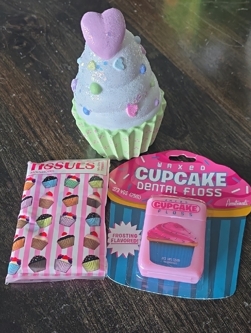 Cake Cupcake Dental Floss & Cupcake-Themed Tissues - Cupcake Vanity Decor.